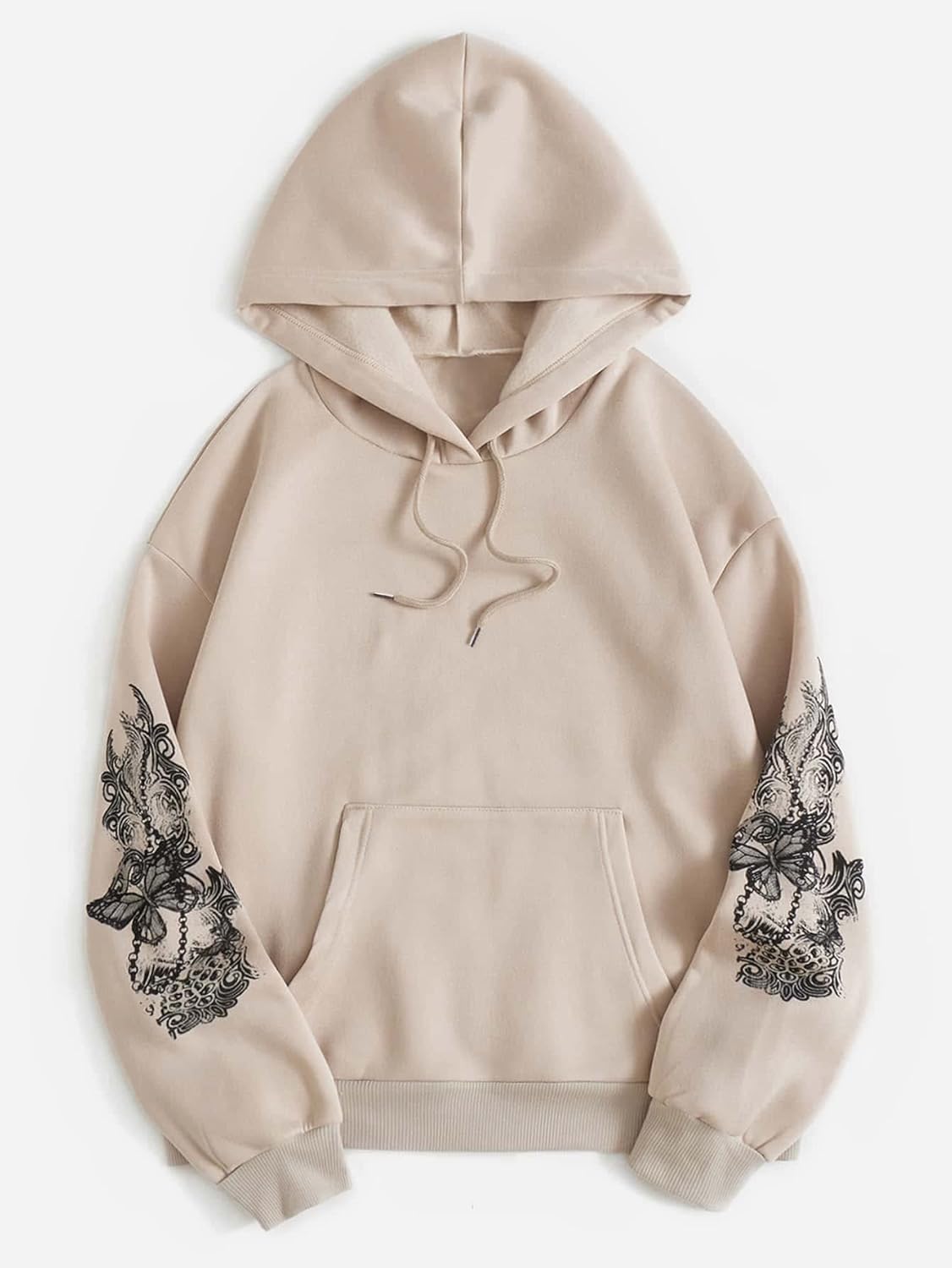 Women's Graphic Hoodies Heart Print Drawstring Long Sleeve Pocket Sweatshirt Pullover Tops